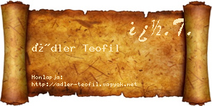 Ádler Teofil névjegykártya